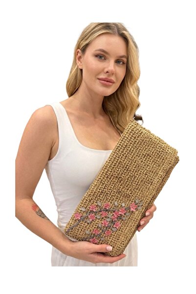 Online KADIN KAĞIT İP CLUTCH İĞNE OYASI DETAYLI EL ÇANTASI