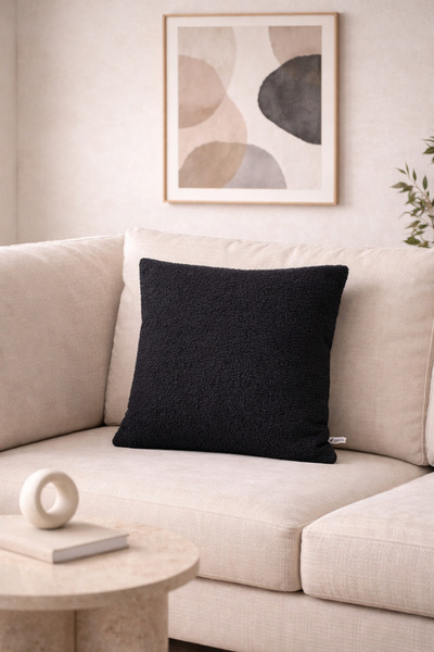 Typoniq بريميوم أودين بوكلي منسوج أسود غطاء وسادة (43x43 سم)