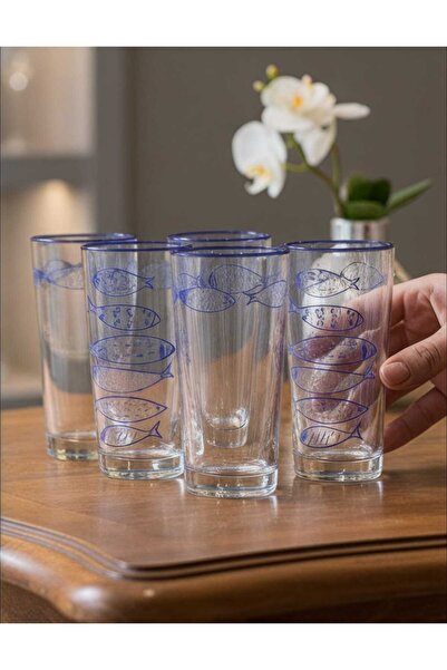ariana sytle 6-Piece Marine Raki Glass Set Navy Blue