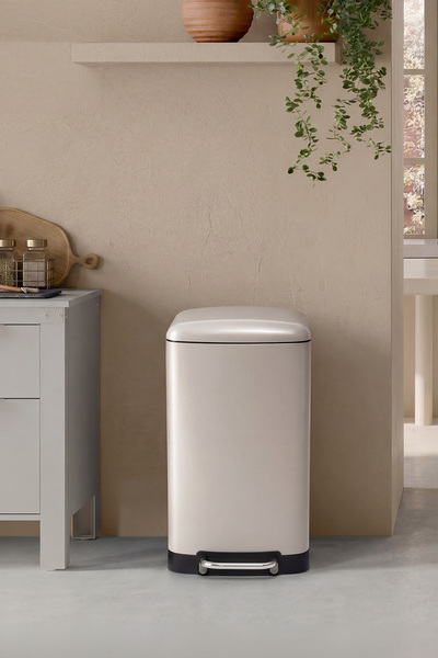 5FIVE Ariane Metal Pedallı Bej 30 L Çöp Kutusu, Çıkarılabilir Kova, Poşet Sab...