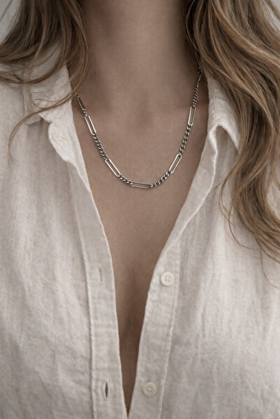 Owentis سلسلة من الفولاذ المطحون باللون الفضي، مشبك ورق طويل، قلادة سامسارا -...