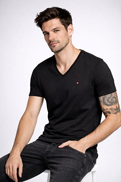Tommy Hilfiger Slim Fit 100% Organic Cotton V-Neck Slim Fit T-Shirt