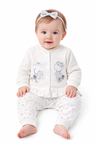 Hoppidik Gilded Print Glitter Drawstring Ruffle Front Snap Fastener 2-Piece G...