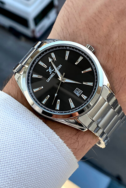 Daniel Klein ساعة يد رجالية فضية اللون مقاومة للماء من الفولاذ مع وظائف سوار ...