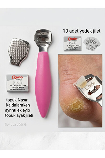 SEVRU Topuk Nasır Jileti Törpü, Topuk Rendesi Seti ve 10 Adet Yedek Jilet