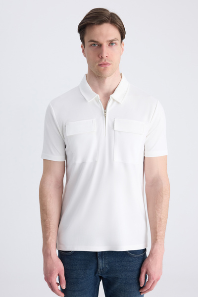 Twn Μπλουζάκι Slim Fit Εκρού από ίσιο μοντάλ