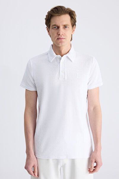 Twn Tricou din bumbac cu tricotaj simplu, alb, croială slim fit