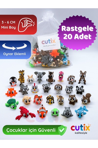 Cutix Organik Çeşitli Mini Figür Eğitici Oyuncak Hayvanlar Çiftlik Hayvanları...