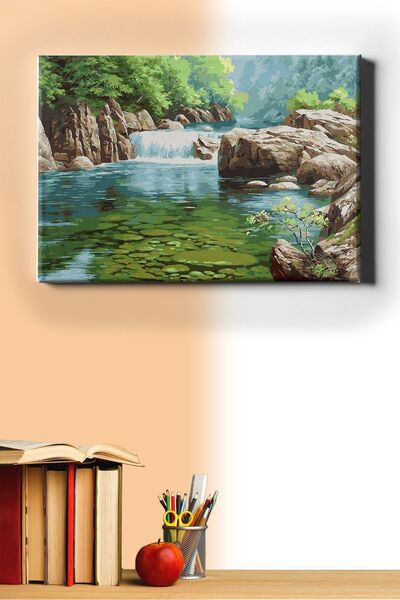 WebStyle Sayılarla Boyama Seti Kasnaklı Nehirde Şelale 60 X 75 Cm