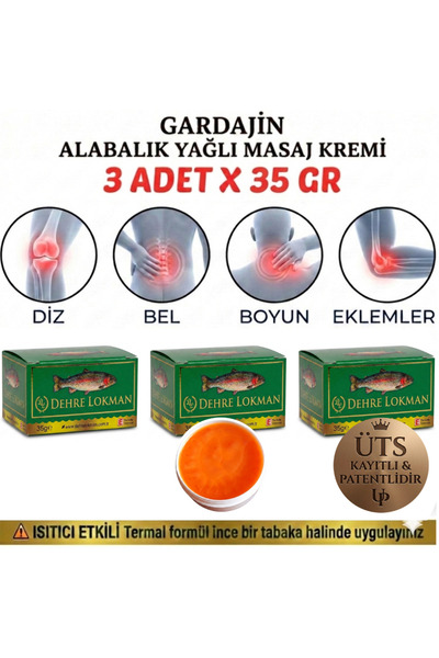 Dehre Lokman Gardajin Alabalık Yağı Kremi 35 Gr X 3 Ad.Diz,Bel,Boyun,Kas ve E...
