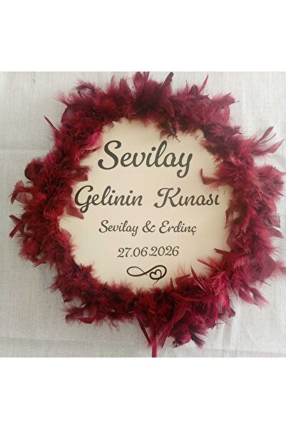 Rüyam Gelin Kınası - Kişiye Özel Renkli Tüylü Tef - İsimli&Tarihli Kına Geces...