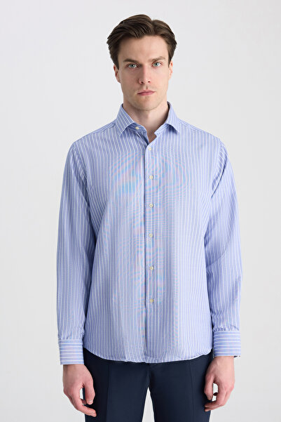 D'S Damat Cămașă cu dungi Ds Groom Regular Fit bleumarin