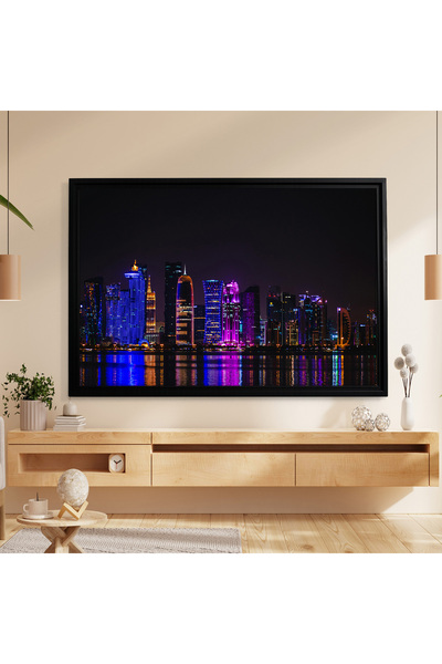 AHSENİCO Gece Işıklarında Modern Gücün Silüeti - Modern - Siyah Çerçeveli Kan...