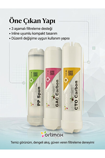 Ortimax Su Arıtma Cihazı İçin 3’lü Filtre Seti