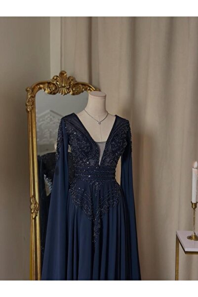 vanus fashion 6281 ~ فستان كحلي طويل