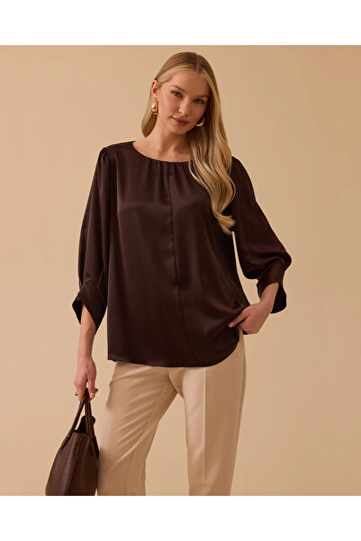 SEÇİL Yaka Büzgülü Saten Bluz
