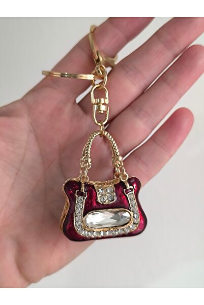 mixify Gold and White Stone Keychain with Bag Figure – Stylish Bag Ornament