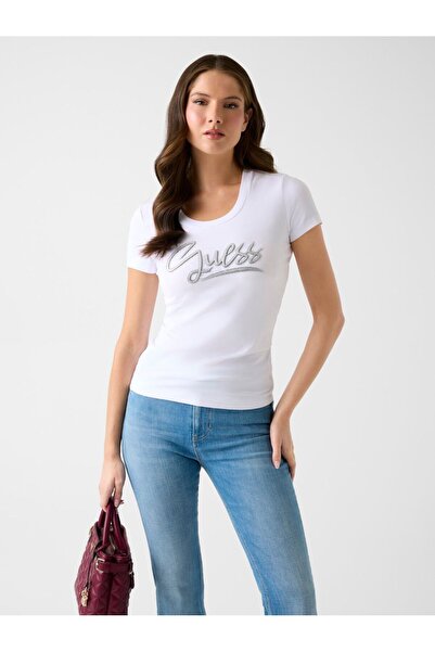 Guess Logo rhinestones t-shirt