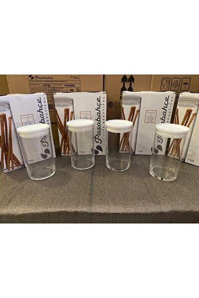 Paşabahçe 43736 Vakumlu Cam Kavanoz - Cam Erzak Saklama Kabı 4 Lü Beyaz