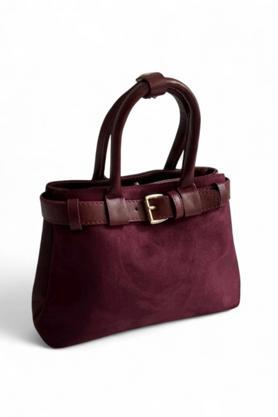 Glemix Geantă de mână și geantă de umăr pentru femei Aurora Claret Red Belt