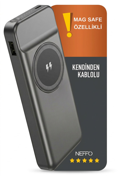 NEFFO 10000mAh MagSafe 15W Kablosuz ve 22.5W Hızlı Kablolu Şarj Destekli Many...