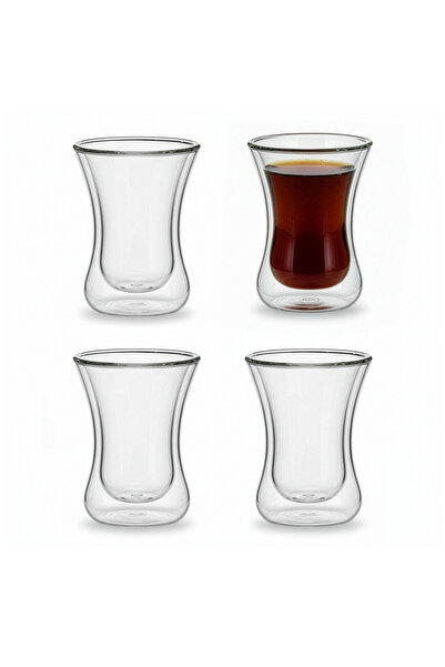 Blackstone Double Wall Estikana Glass Cups 100ml Set of 4 Tea Coffee Clear DG893