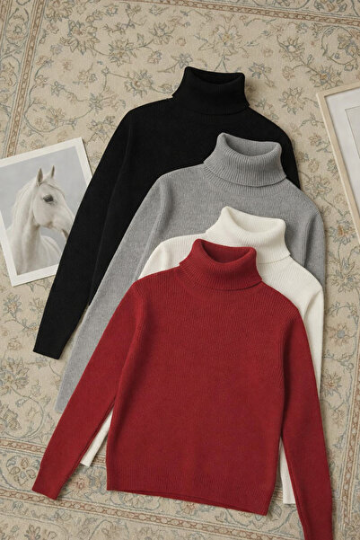 Genel Markalar Boğazlı Kazak 4’lü Hazır Paket Mevsimlik Kurtarıcı Parça Pamuk...