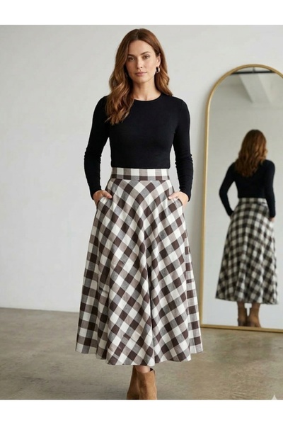 Dagü Design Women's Plaid Patterned Long