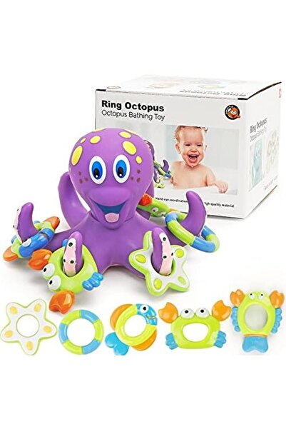 Arabest ألعاب حمام تفاعلية على شكل أخطبوط مع حلقات للرمي، مقاومة للماء، مناسب...