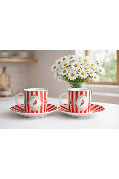 umut züccaciye 2 Person 4 Piece Coffee Cup Set Red