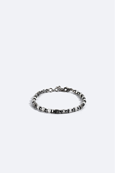Avva Men's Gray Hematite and Howlite Stone Bracelet B009613