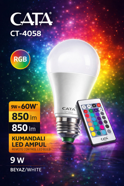 cesaa elektirik Cata Ct- 4058 Uzaktan Kumandalı Rgb (Renk Değiştiren) E27 Duy...