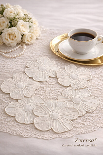 KUMSAL ÇEYİZ 6 قطع مناديل تقديم، منديل كوكتيل، منديل تقديم القهوة، منديل تقدي...