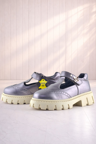 Rakerplus Γνήσιο δέρμα Platinum Cream Sole Flower Λεπτομερή κοριτσίστικα παπο...