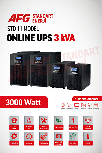 Standart Enerji 3 kVA ONLİNE UPS 3000W STD 11 MODEL Kesintisiz Güç Kaynağı