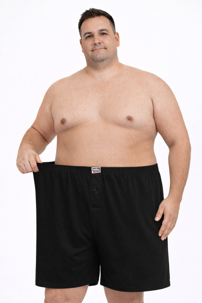 Öztaş Underwear Erkek Siyah Büyük Beden Penye Boxer 1131-a