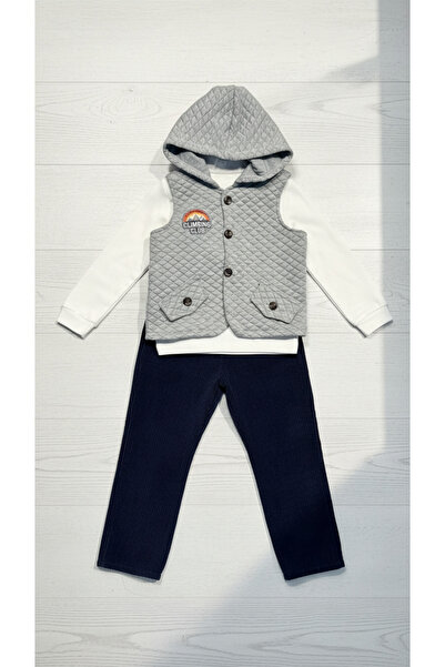 voyago Erkek Çocuk 3’lü Kışlık Takım (3-5 Yaş) Kadife Pantolonlu Kombin