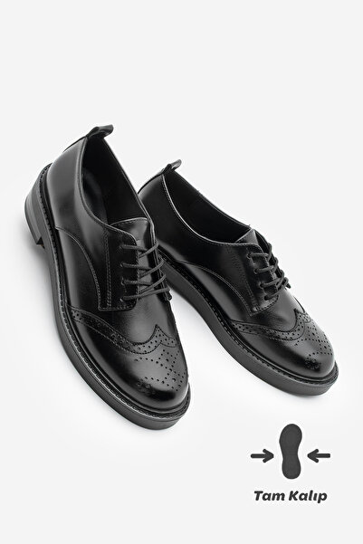 Marjin حذاء أكسفورد نسائي برباط ذو وجهين للاستخدام اليومي من سيندو باللون الأسود