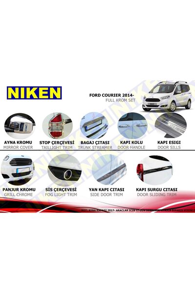 autogp Ford courier komple krom nikelaj kaplama seti