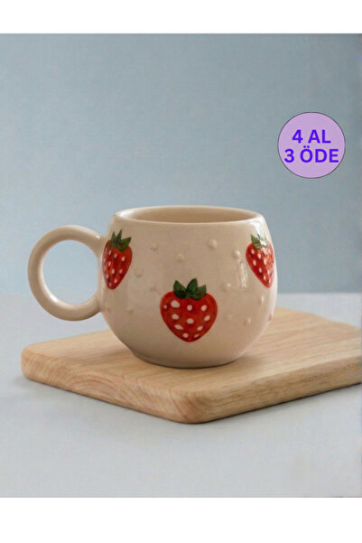 Home Çilek Kabartmalı Tekli El Yapımı Kupa