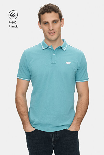 UCLA Fahr Blue Polo Collar Embroidered 100% Cotton Standard Fit Men's Tshirt