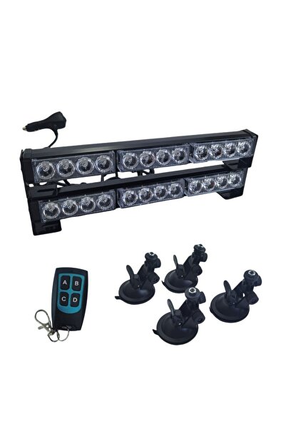 Space 21 fonksiyonlu çakar lamba kırmızı mavi 2li set vantuzlu kumandalı 12-3...