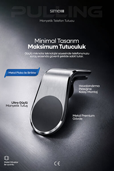 Simex Peteğe Takmalı Manyetik Telefon Tutucu Gri St-201