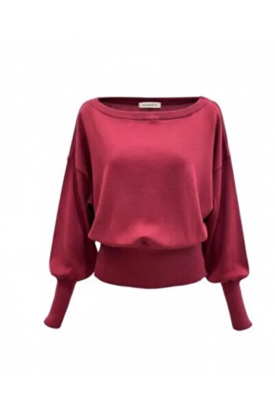 Park Karon Women's Wide Neckline Sleeve Detail Premium Yarn Soft Textured Kni...