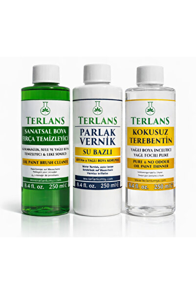 Terlans Yağlı Boya Seti Yardımcı Malzemeler 3x250 ml Vernik Fırça Temizleyici...