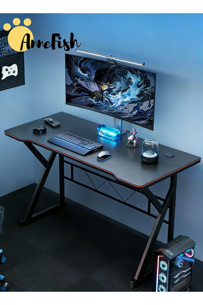 AnneFish مكتب ألعاب على شكل حرف K بطول 100 سم بسطح من ألياف الكربون، مكتب كمب...