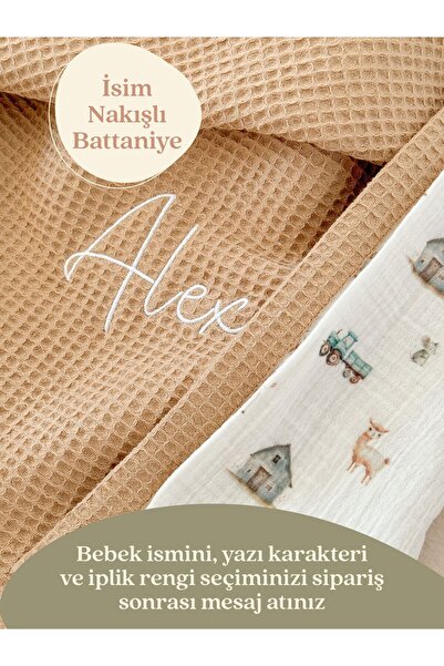 Mouliss %100 Pamuk Waffle Yumuşak Dokulu Bebek Battaniyesi 80x75 cm - Kişiye ...