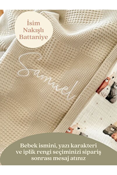 Mouliss %100 Pamuk Waffle Yumuşak Dokulu Bebek Battaniyesi 80x75 cm - Kişiye ...