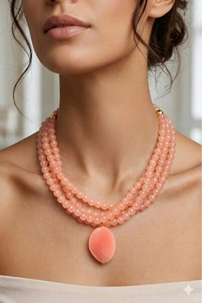 PETEK AKSESUAR قلادة متعددة من خرز ألاكاتي من الأكريليك