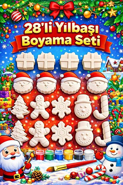 Misse 28 Adet (3D) Noel, Yılbaşı, Kış, Christmas Taş Boyama Figür Çocuk Geliş...